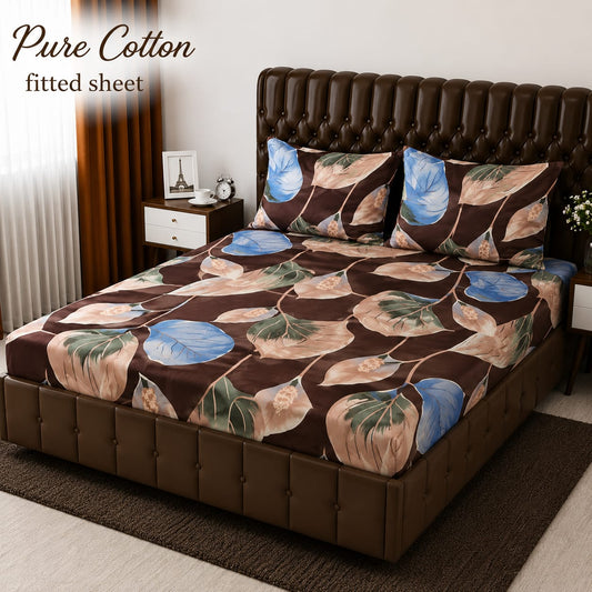 ✨ 3 Pcs Pure Cotton Fitted Bedsheet Set ✨