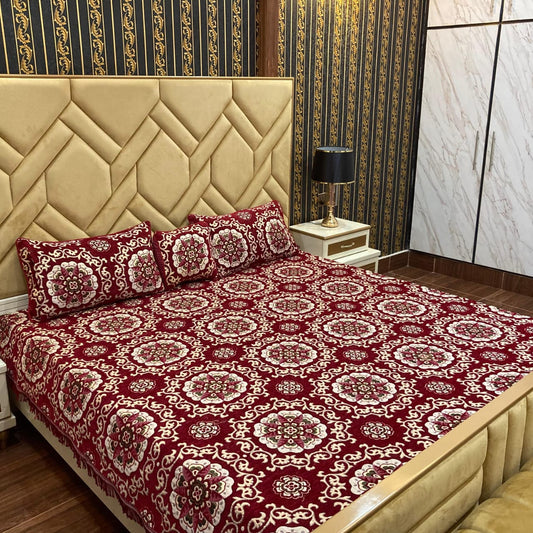Appish Bridal Velvet Bed Sheet Set - 4pcs - ABB027