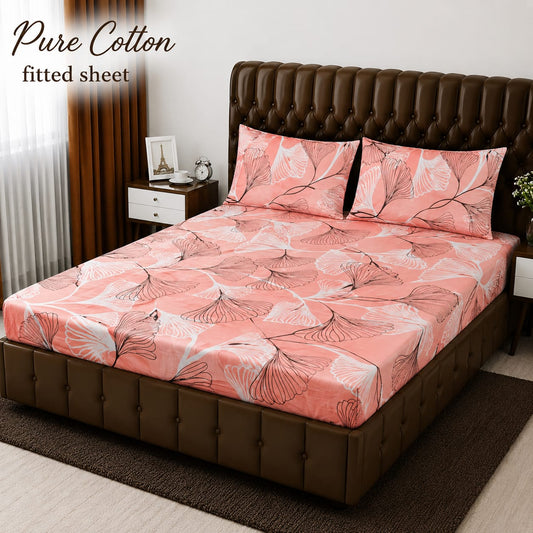✨ 3 Pcs Pure Cotton Fitted Bedsheet Set ✨
