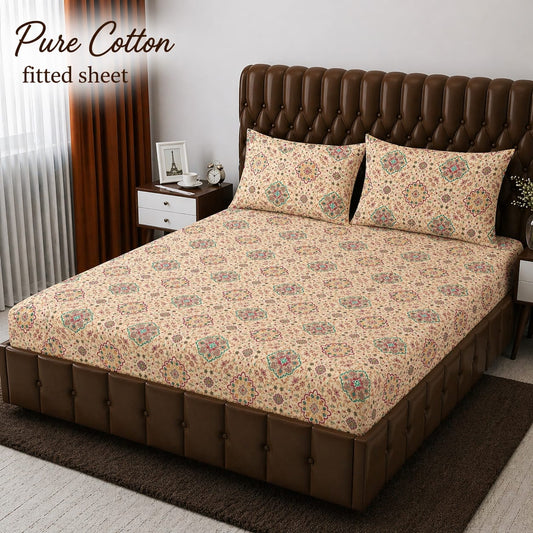 ✨ 3 Pcs Pure Cotton Fitted Bedsheet Set ✨