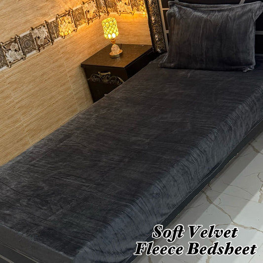2 Pcs Soft Velvet Fleece Single Bedsheet Set – Warm & Cozy