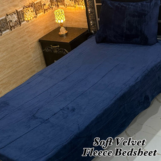 2 Pcs Soft Velvet Fleece Single Bedsheet Set – Warm & Cozy