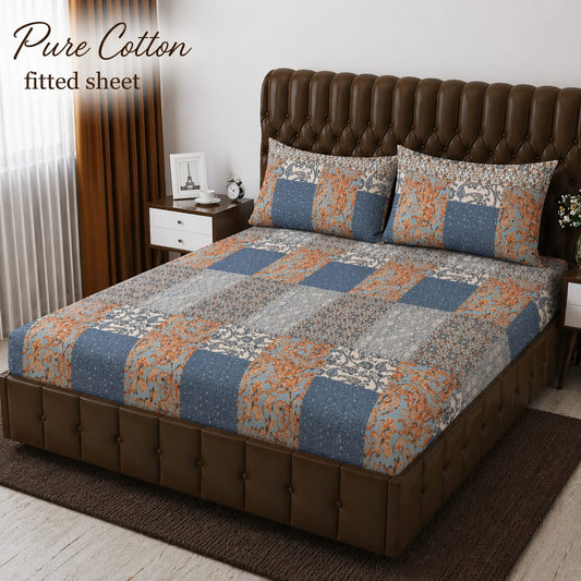 ✨ 3 Pcs Pure Cotton Fitted Bedsheet Set ✨