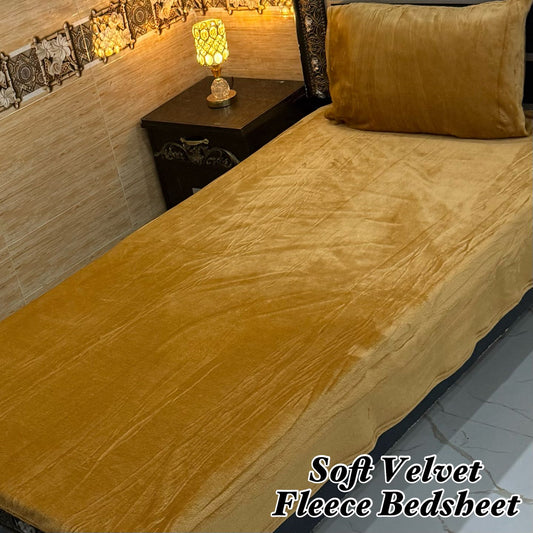2 Pcs Soft Velvet Fleece Single Bedsheet Set – Warm & Cozy