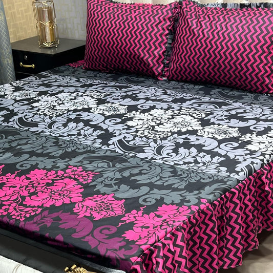 🛏️  3 Pcs Salonika Frill Bedsheet 🛏️ 09
