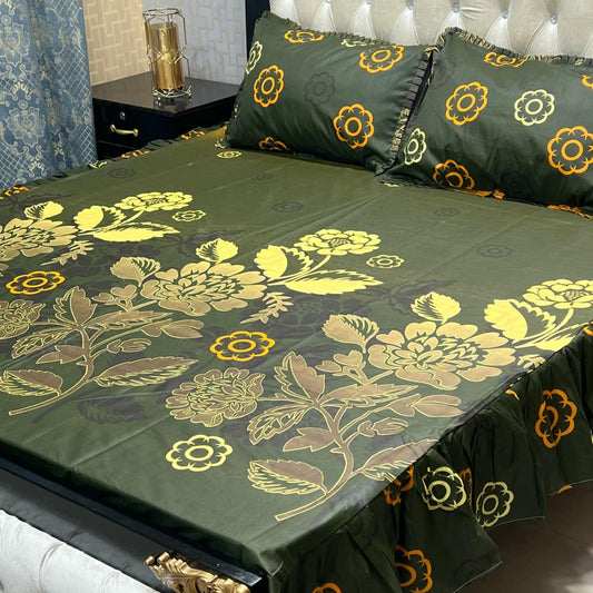🛏️  3 Pcs Salonika Frill Bedsheet 🛏️ 020