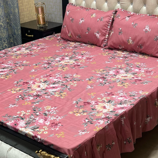 🛏️  3 Pcs Salonika Frill Bedsheet 🛏️ 017