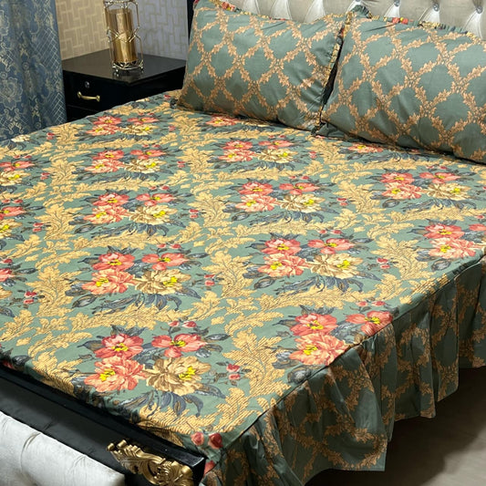 🛏️  3 Pcs Salonika Frill Bedsheet 🛏️ 010