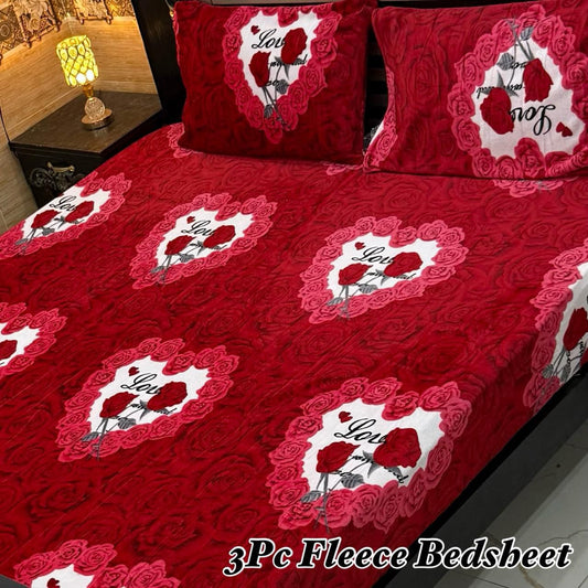 Cozy Winter Soft Fleece Bedsheets Set – 3 Pcs)018