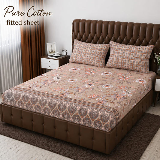 ✨ 3 Pcs Pure Cotton Fitted Bedsheet Set ✨
