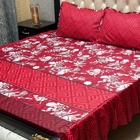 🛏️  3 Pcs Salonika Frill Bedsheet 🛏️ 024