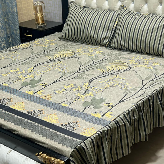 🛏️  3 Pcs Salonika Frill Bedsheet 🛏️ 025