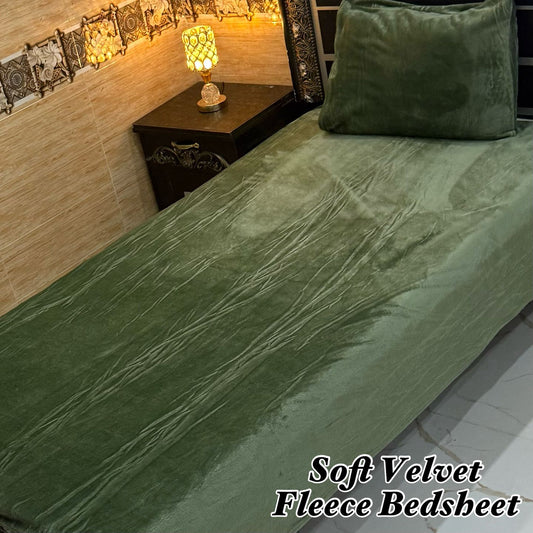 2 Pcs Soft Velvet Fleece Single Bedsheet Set – Warm & Cozy