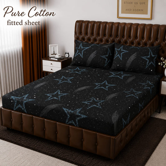 ✨ 3 Pcs Pure Cotton Fitted Bedsheet Set ✨