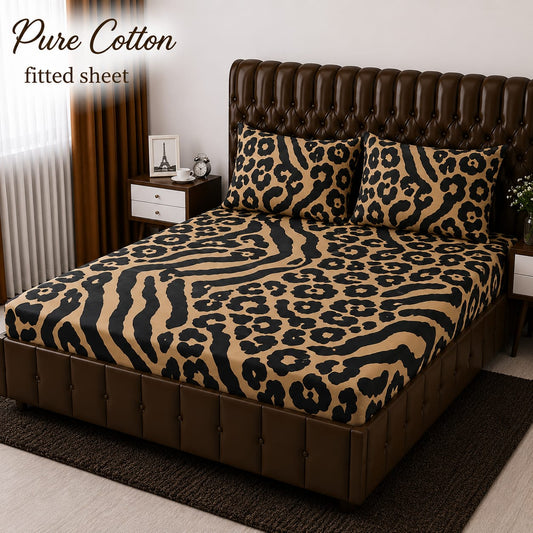 ✨ 3 Pcs Pure Cotton Fitted Bedsheet Set ✨