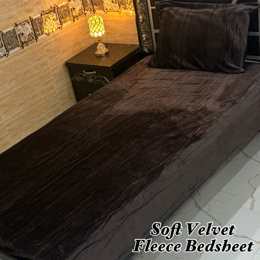 2 Pcs Soft Velvet Fleece Single Bedsheet Set – Warm & Cozy